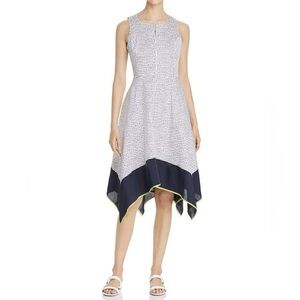 Donna Karan New York White Polka Dot Sleeveless Hankerchief Dress Size 8